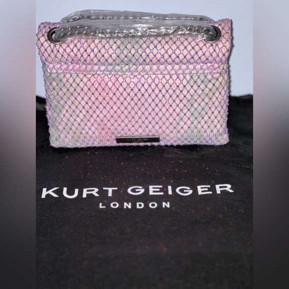 NWT Kurt Geiger London Mini Embellished Pink Rhinestone Fabric Crossbody Bag - Picture 3 of 8